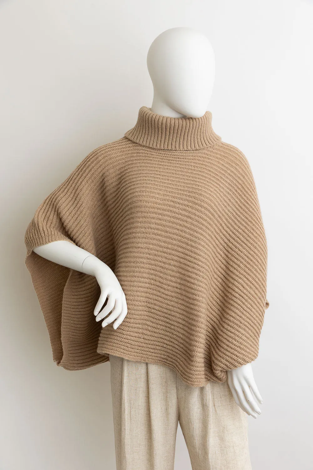 Turtleneck Knit Poncho