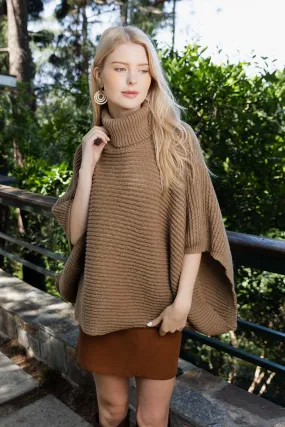 Turtleneck Knit Poncho