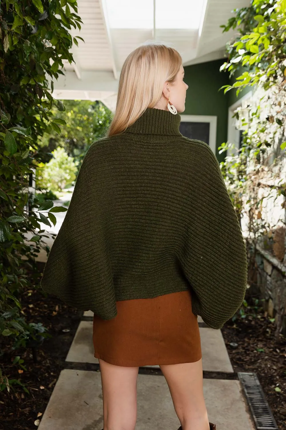 Turtleneck Knit Poncho