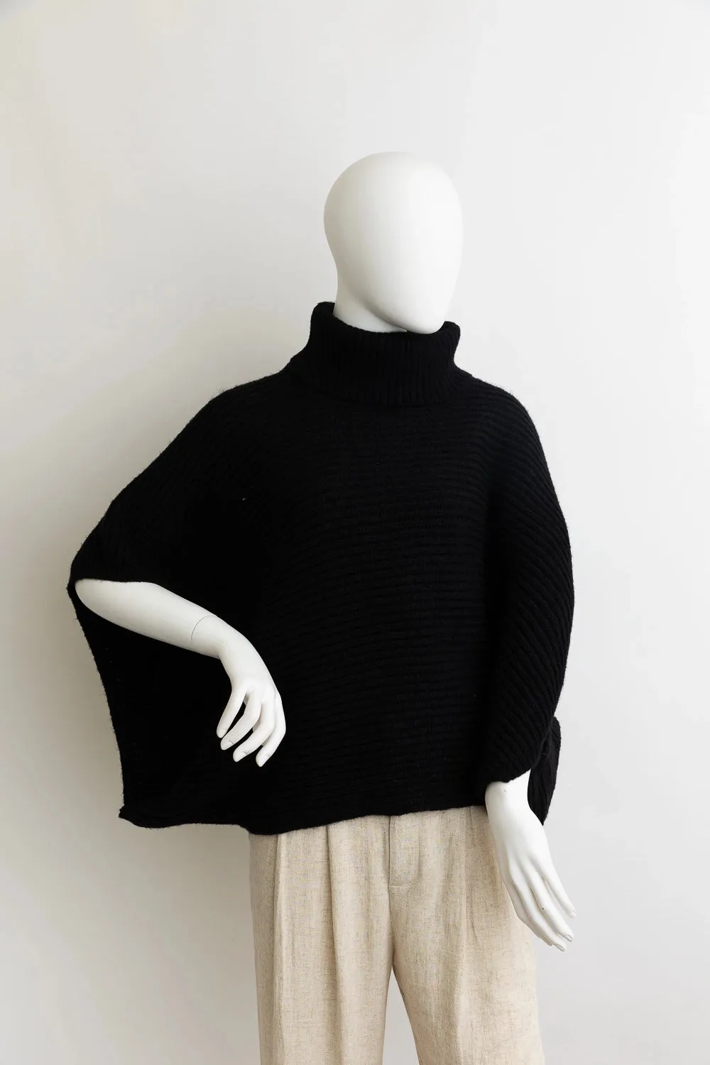 Turtleneck Knit Poncho