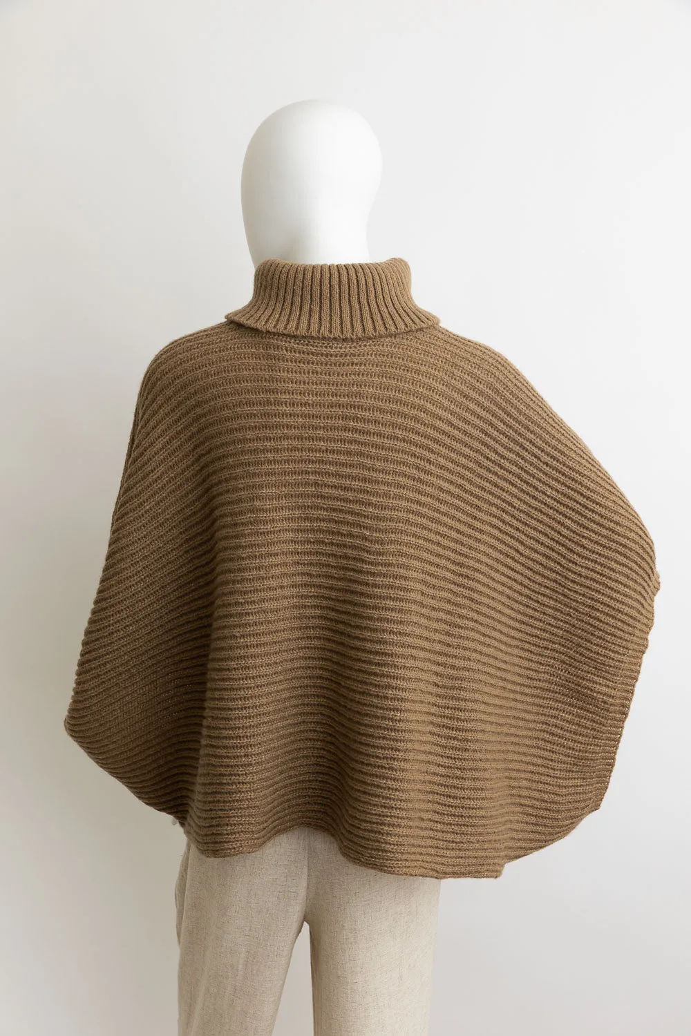 Turtleneck Knit Poncho