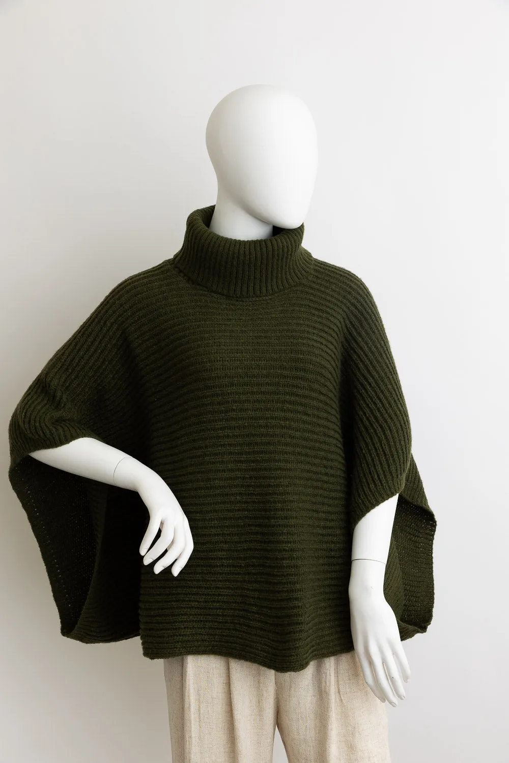 Turtleneck Knit Poncho