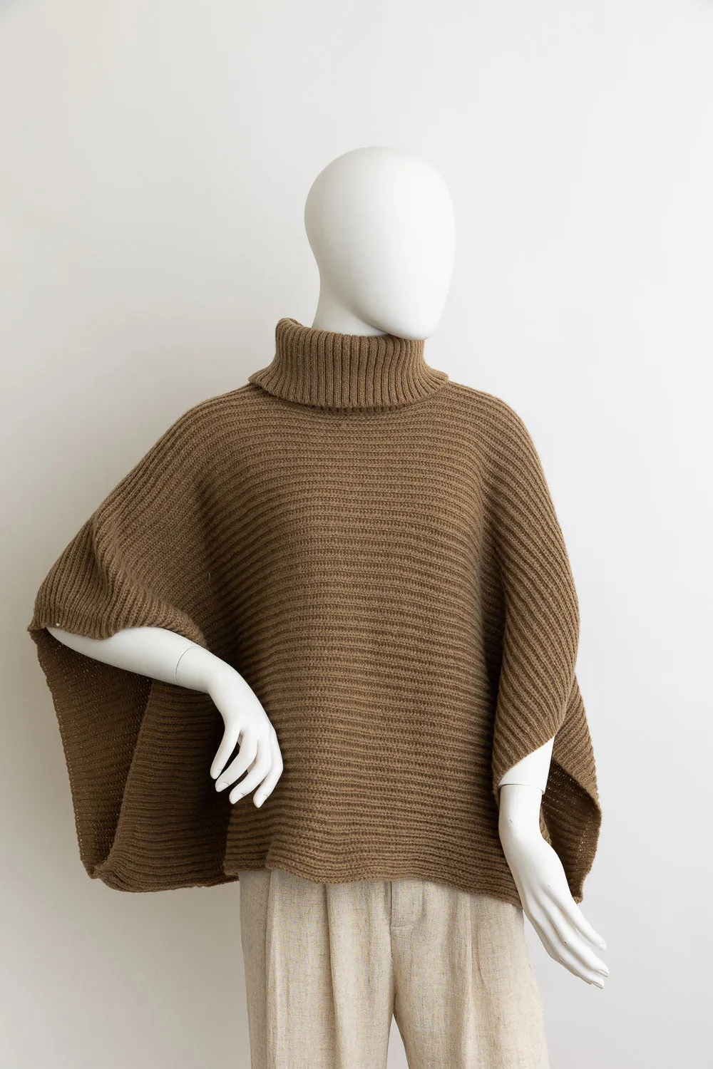 Turtleneck Knit Poncho