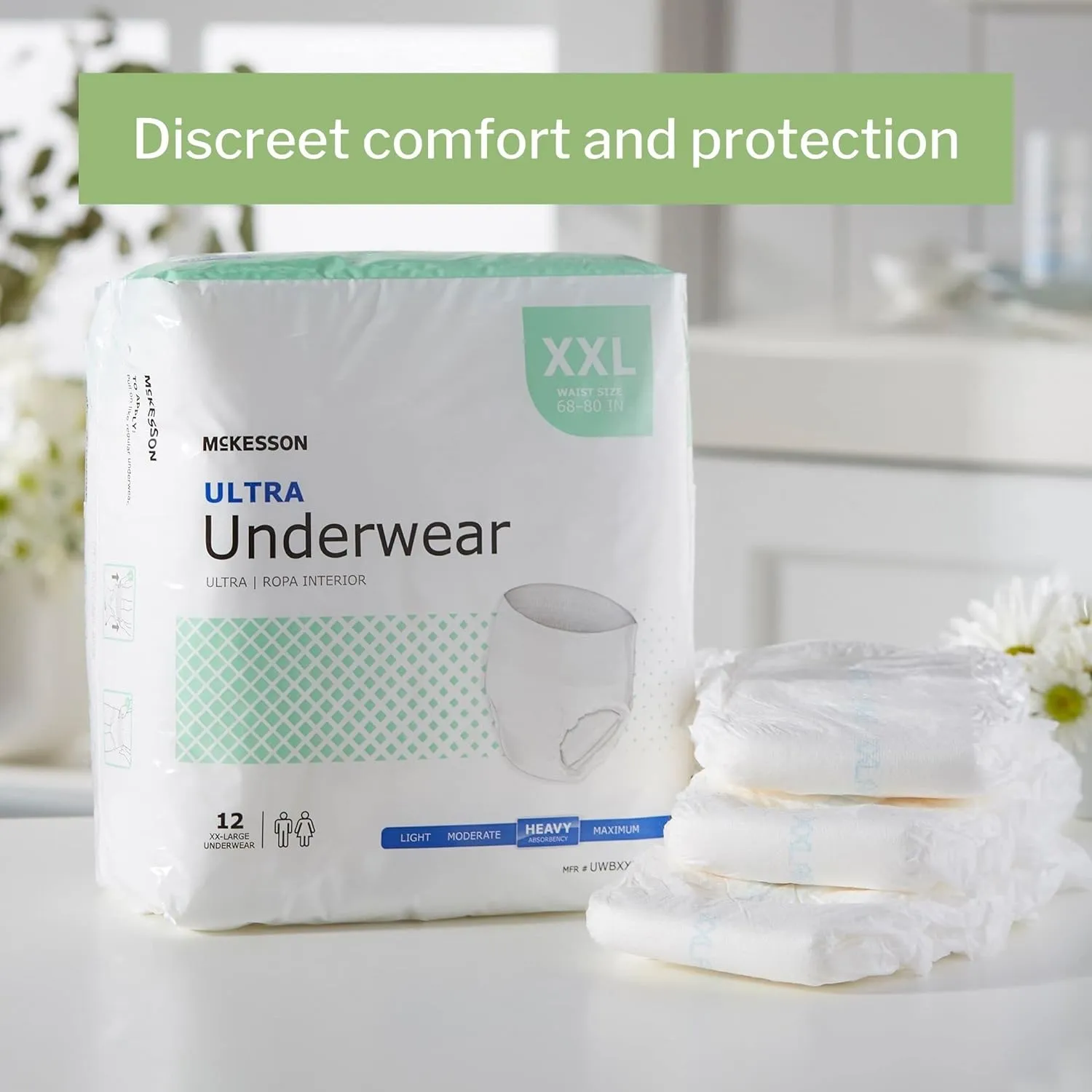 Unisex Adult Absorbent Underwear McKesson Ultra Pull On with Tear Away Seams Disposable Heavy Absorbency