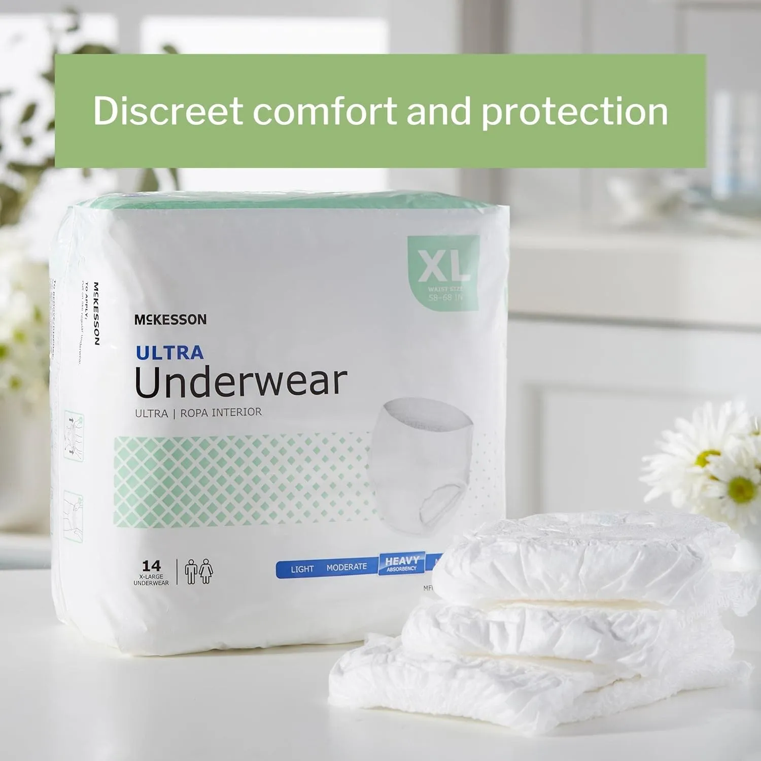 Unisex Adult Absorbent Underwear McKesson Ultra Pull On with Tear Away Seams Disposable Heavy Absorbency