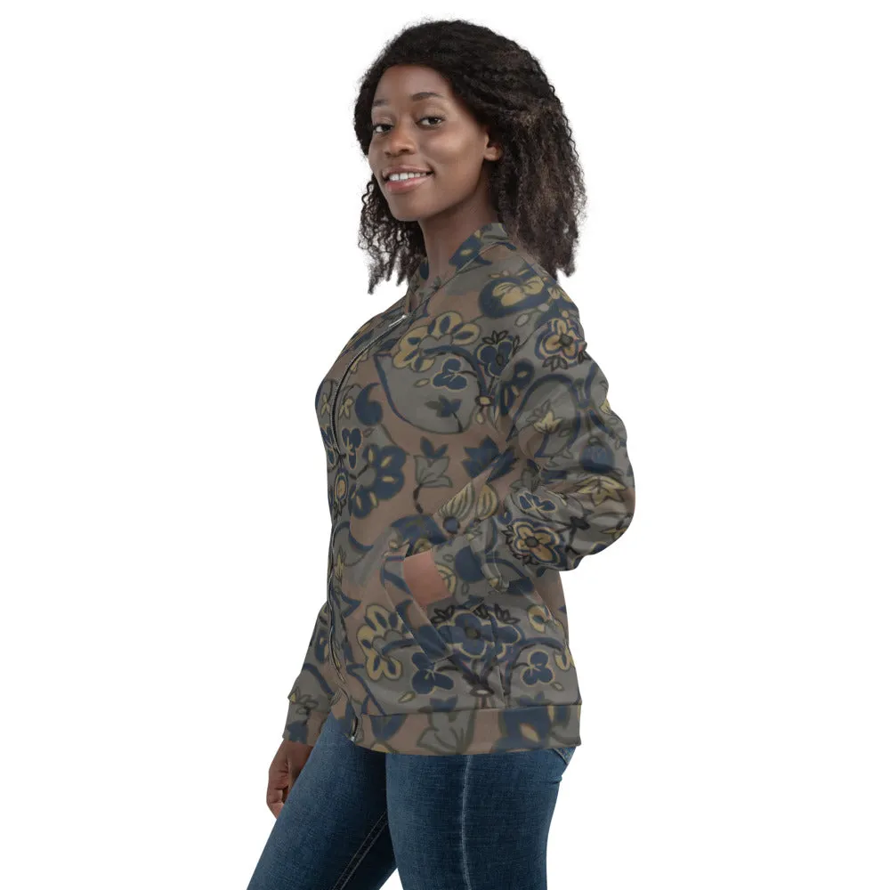 Unisex Bomber Jacket - Not Quite Paisley On Light Brown - Women