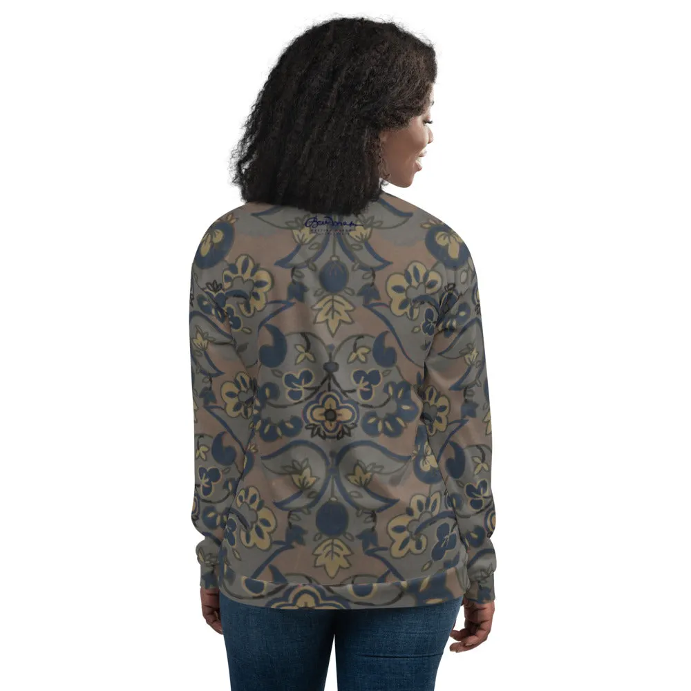 Unisex Bomber Jacket - Not Quite Paisley On Light Brown - Women