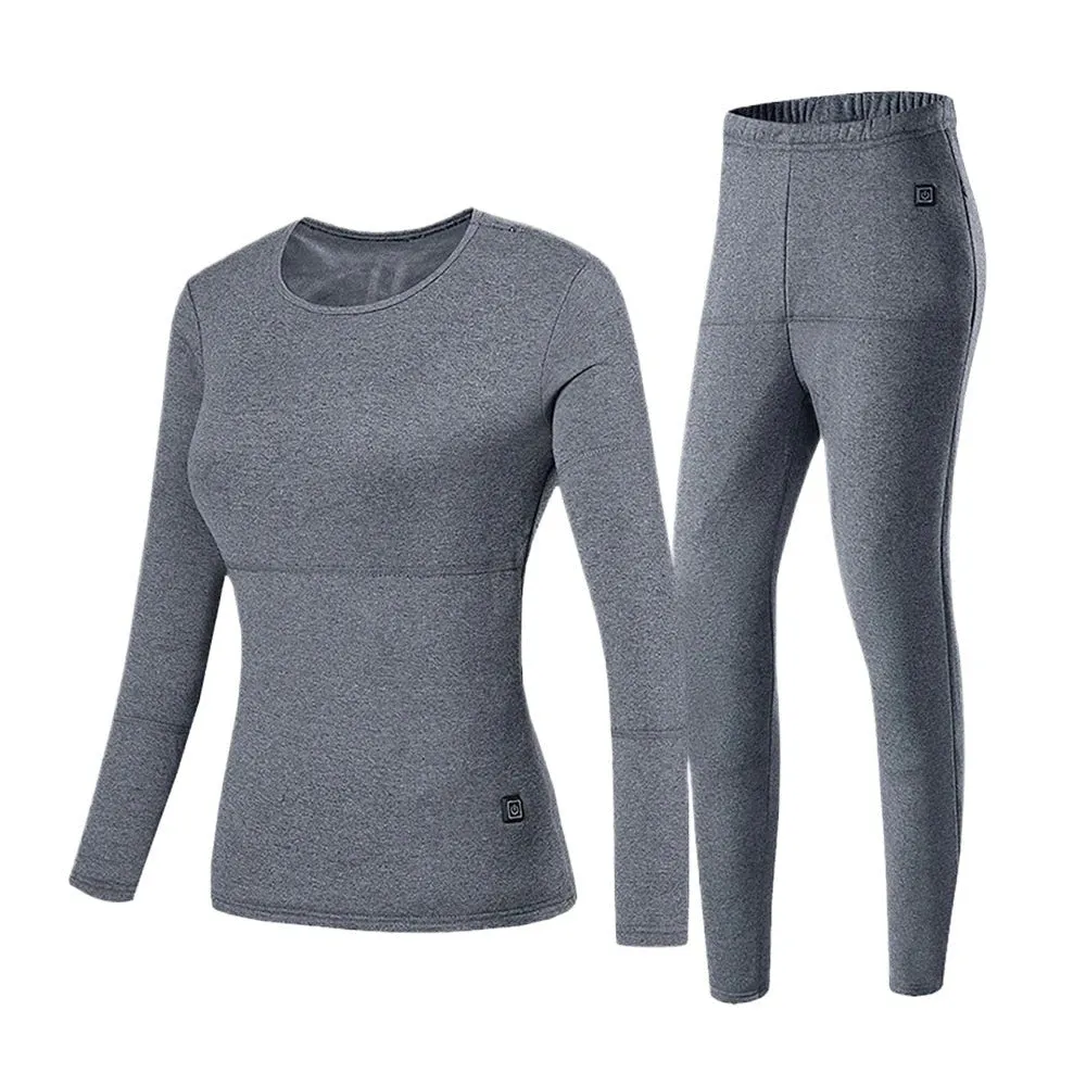 USB Heated Thermal Underwear Set - 3 Temperature Settings | Winter Warming Base Layer for Women