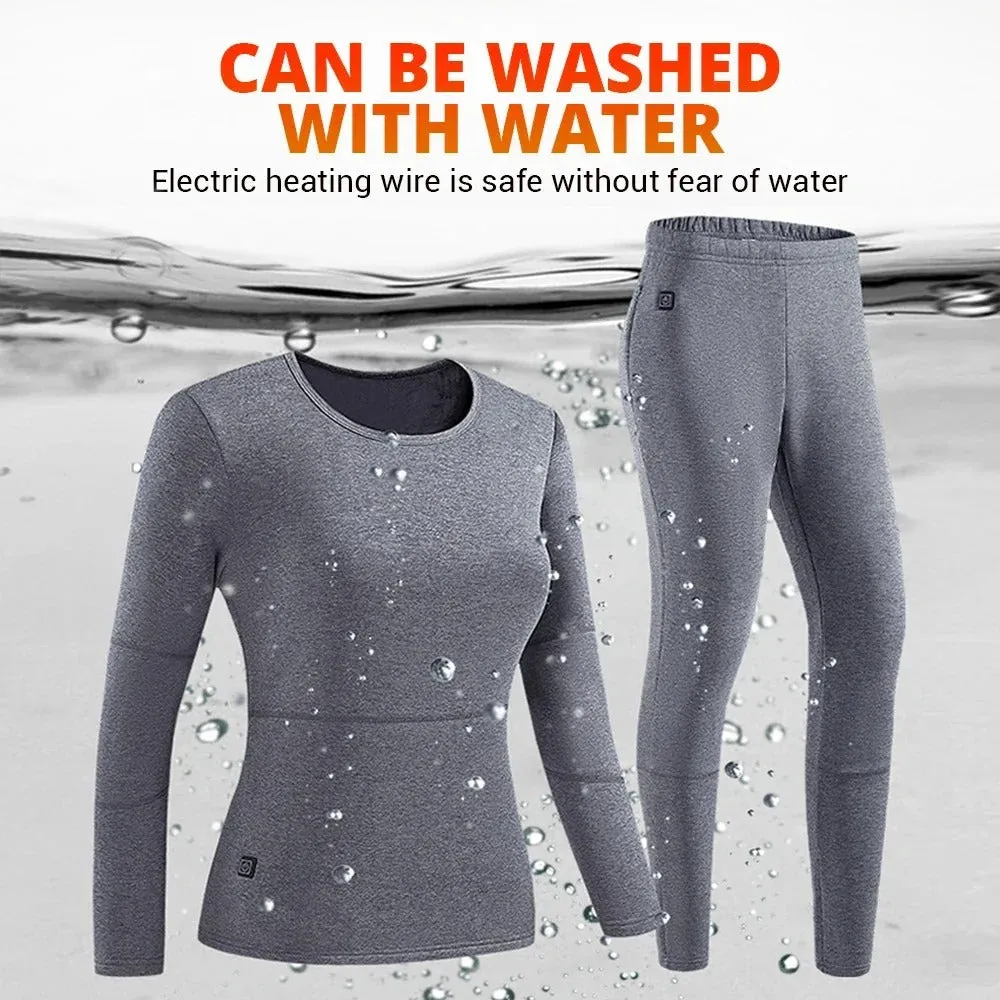 USB Heated Thermal Underwear Set - 3 Temperature Settings | Winter Warming Base Layer for Women