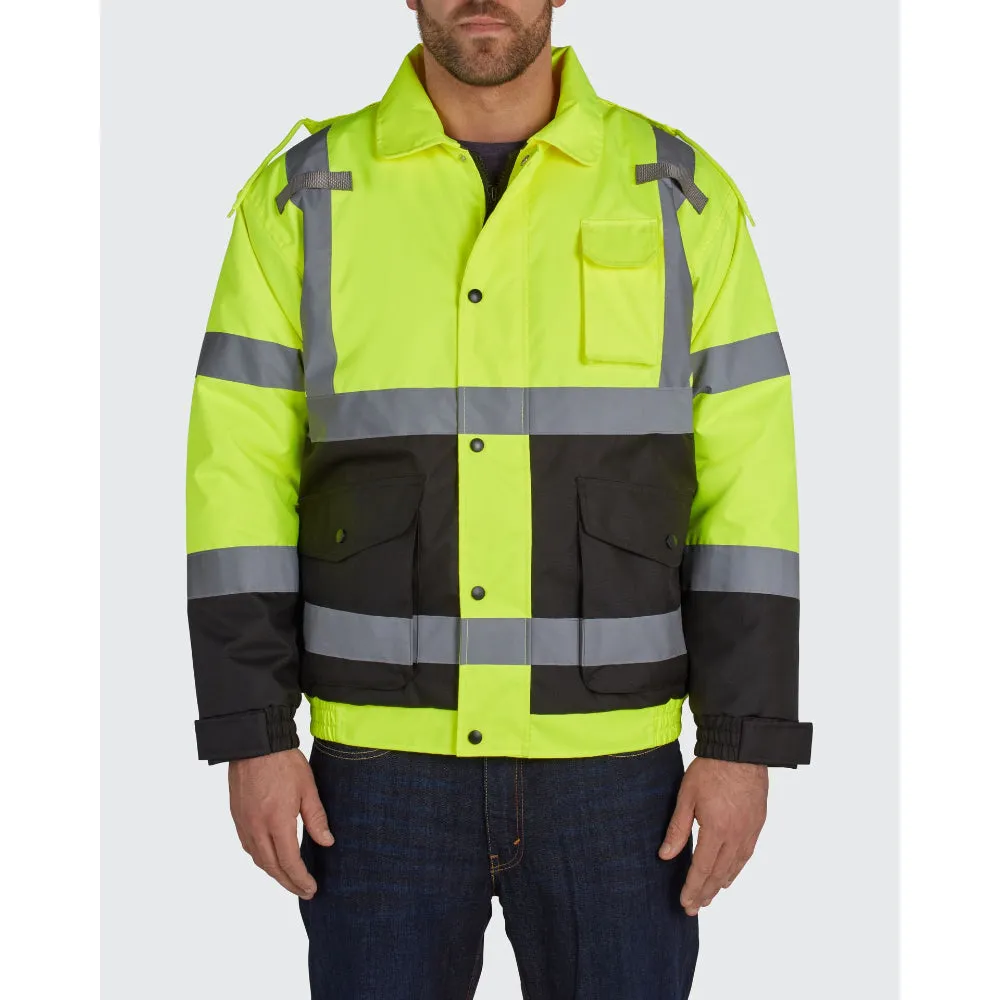 Utility Pro Hi Vis Quilt Lined Bomber Yellow / Orange Class 3 Safety Jacket - UHV562