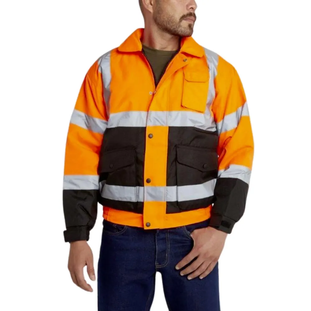 Utility Pro Hi Vis Quilt Lined Bomber Yellow / Orange Class 3 Safety Jacket - UHV562