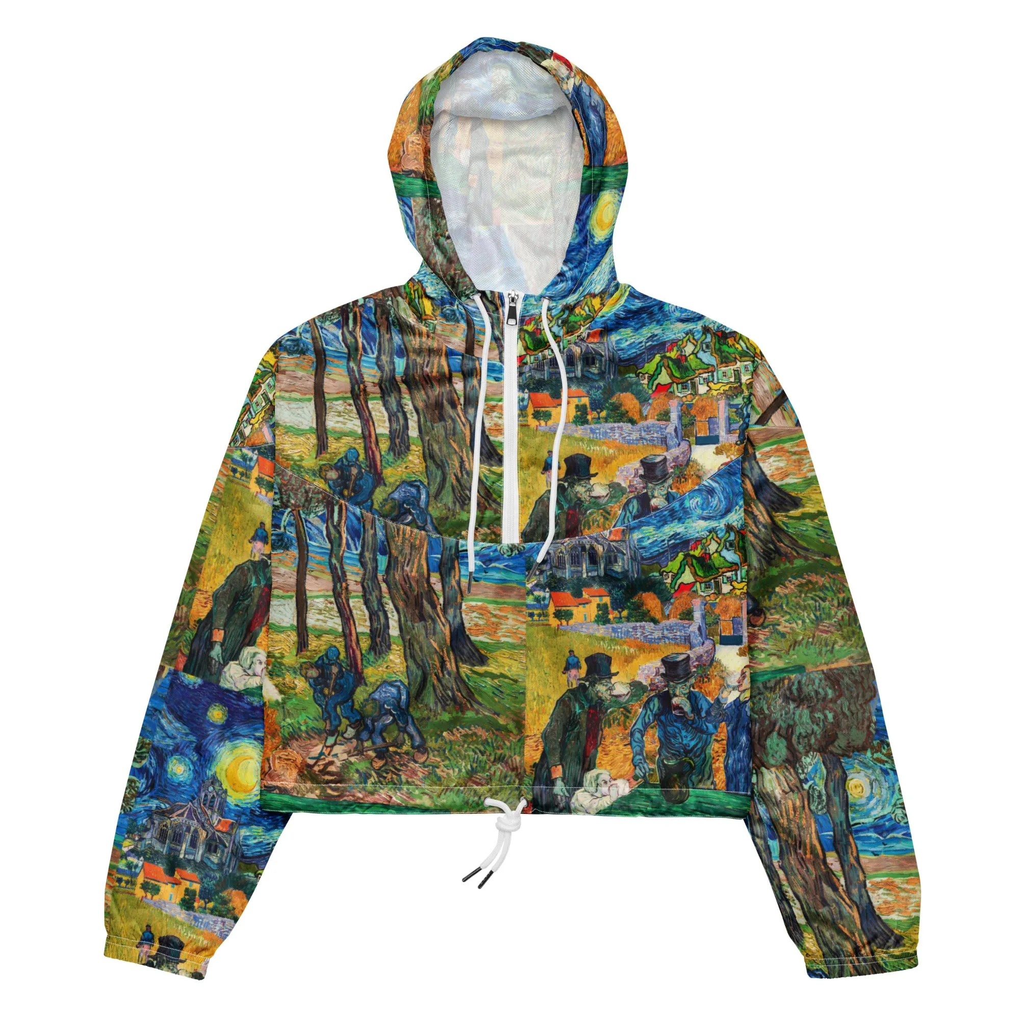 Van Gogh Collage Women’s cropped windbreaker