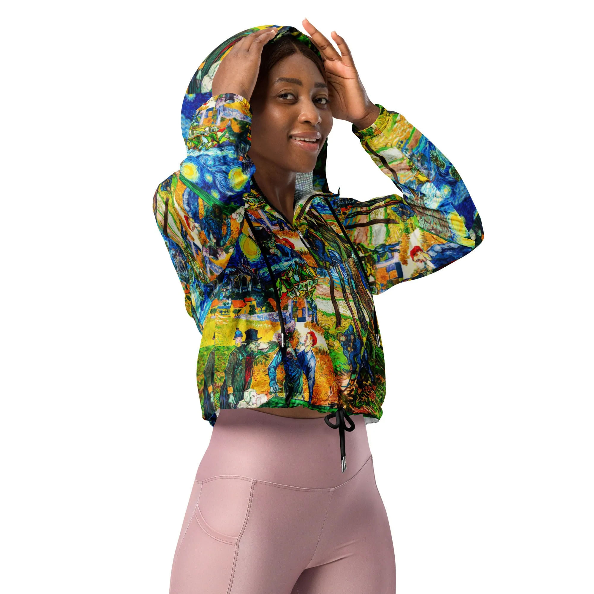 Van Gogh Collage Women’s cropped windbreaker