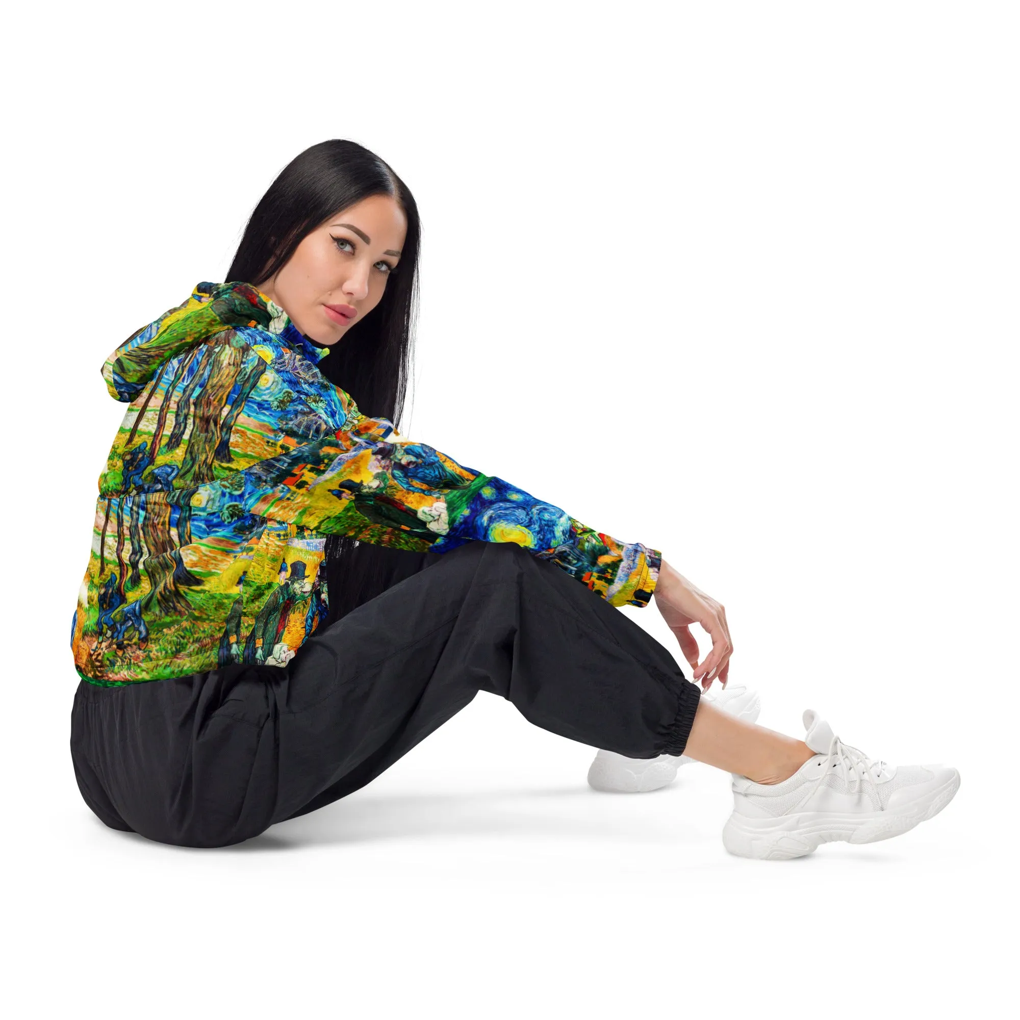 Van Gogh Collage Women’s cropped windbreaker