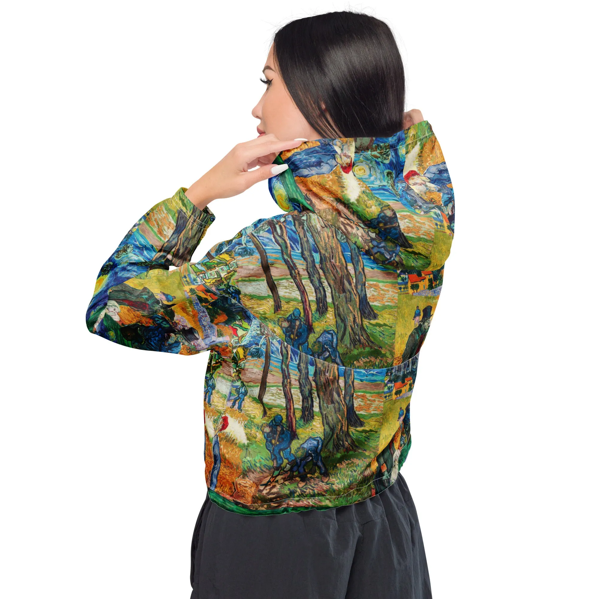 Van Gogh Collage Women’s cropped windbreaker