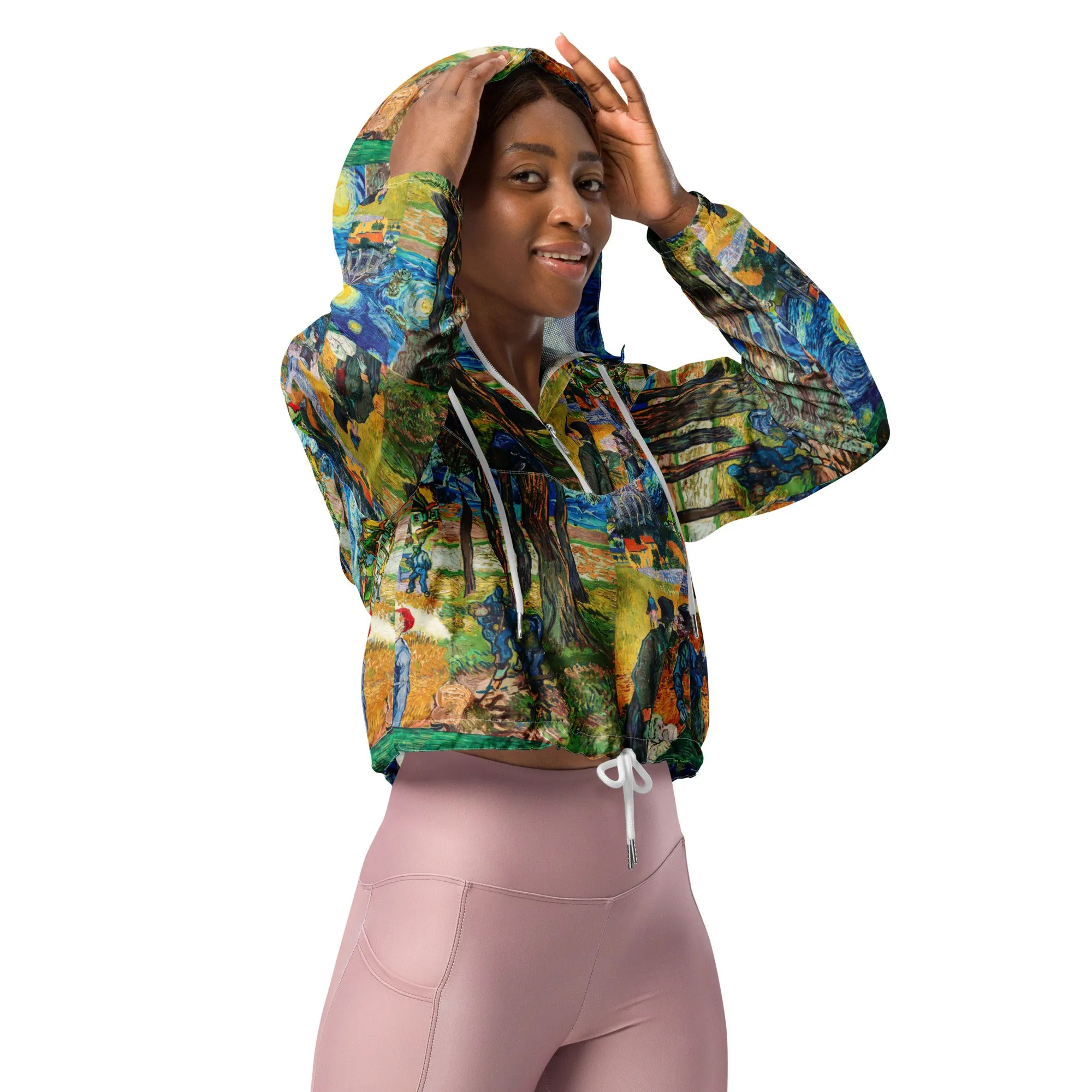 Van Gogh Collage Women’s cropped windbreaker