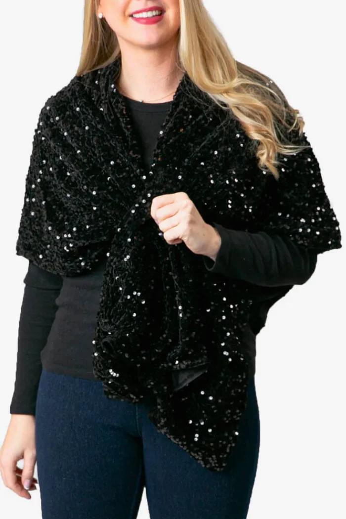 Velvet and Sequin Keyhole Wrap