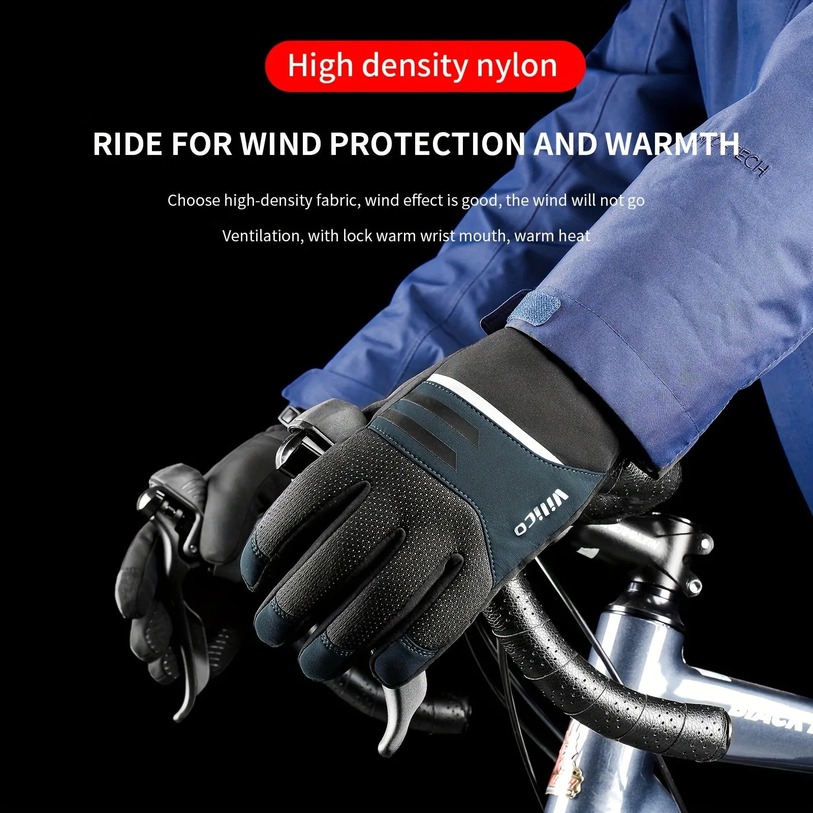 Waterproof Bag Thermal Winter Running Glove For Men Women Wear-resistant Palm Pad Thicken Fleece Liner Cold Weather Skiing Glove For Cycling Motorcycle