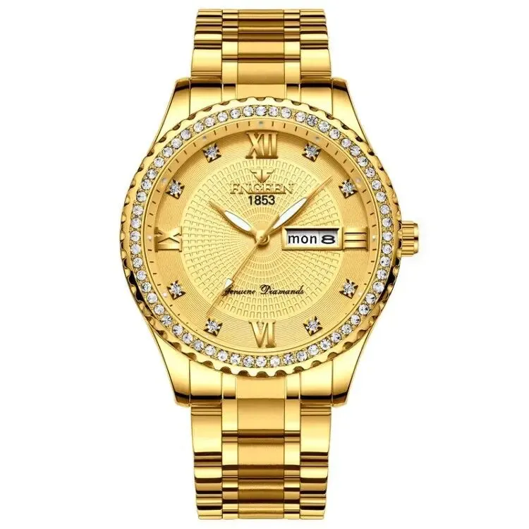 Waterproof Gold Men's Watch Classic Stainless Steel Quartz Analog Business Gift