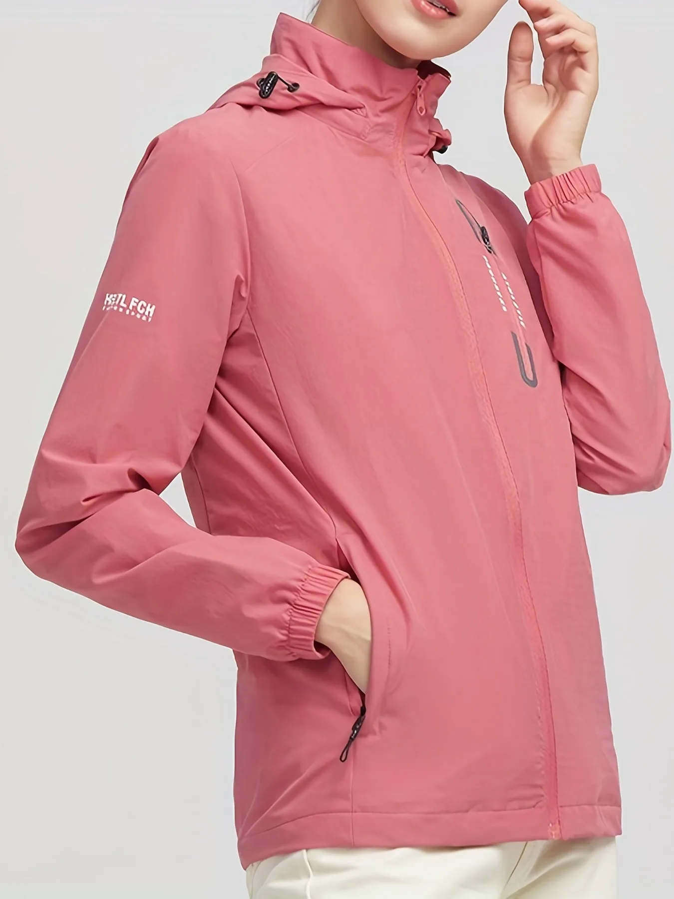 Waterproof Hiking Masterpiece Jacket for Women - Waterproof Jackets with Hood, Full Zipper, Long Sleeve, Breathable, Lightweight, Casual Sports Coat for Outdoor Activities, Hiking, Camping, and Travel