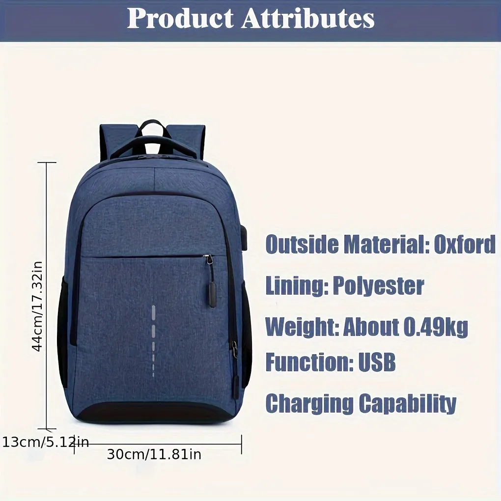 Waterproof Men'S Business Backpack - Large Capacity, Tsa-Compliant, 15.6" Laptop Compartment, Durable Polyester With Hard Shell