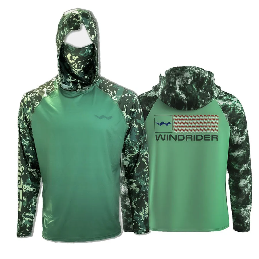 WindRider Atoll Hooded Shirt with Black Ice - Grey Americana - Green Americana