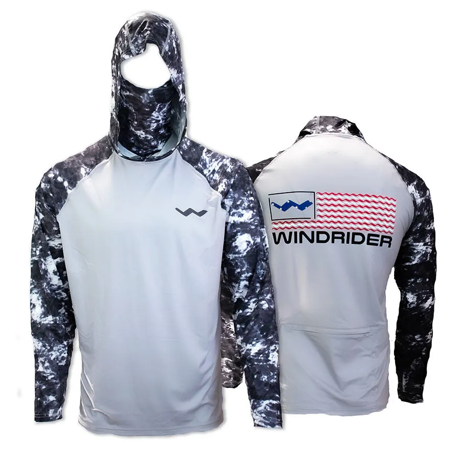 WindRider Atoll Hooded Shirt with Black Ice - Grey Americana - Green Americana