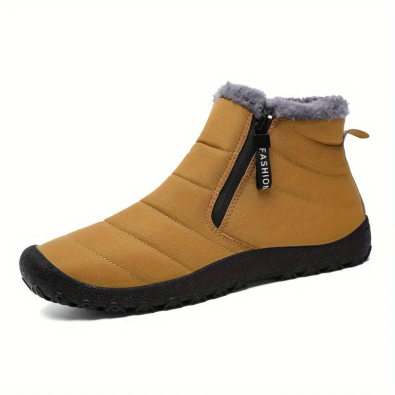 Winter Explorers Dream Boots - High-Top, Double-Zippered, Anti-Skid, Windproof, Fuzzy Lined, Trendy Ankle Boots for Men - Perfect for Outdoor Walking, Running, Hiking in Autumn and Winter