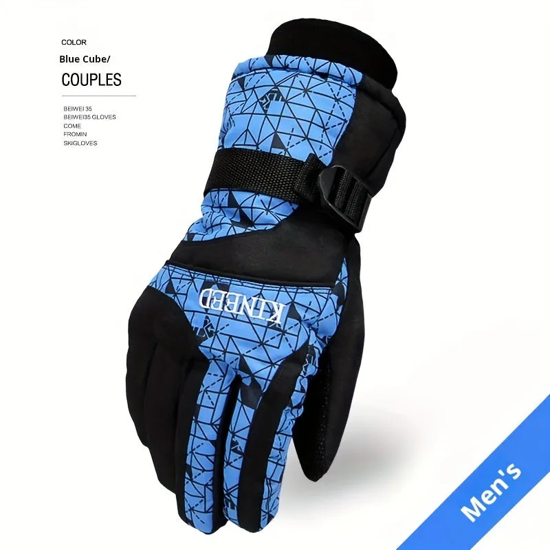 Winter Ski Gloves - Waterproof, Coldproof with Velvet Lining for Warmth, Thickened Design for Cycling & Motorcycle Riding