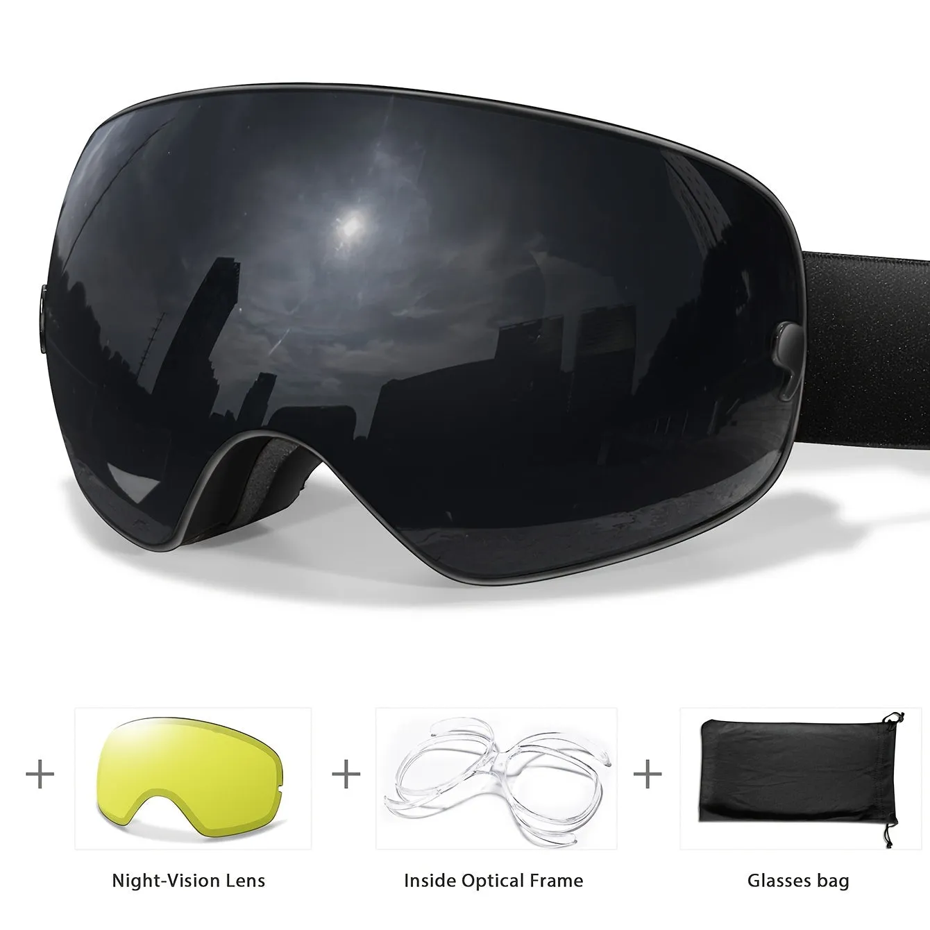 Winter Sports Goggles with Night Vision & Protection - Anti-Fog, Interchangeable Lens for Skiing, Snowboarding & Outdoor Adventures - Perfect Christmas & New Year's Gift, for Winter