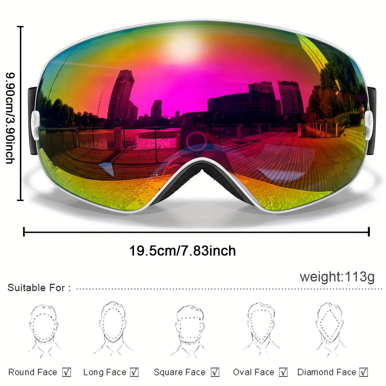 Winter Sports Goggles with Night Vision & Protection - Anti-Fog, Interchangeable Lens for Skiing, Snowboarding & Outdoor Adventures - Perfect Christmas & New Year's Gift, for Winter