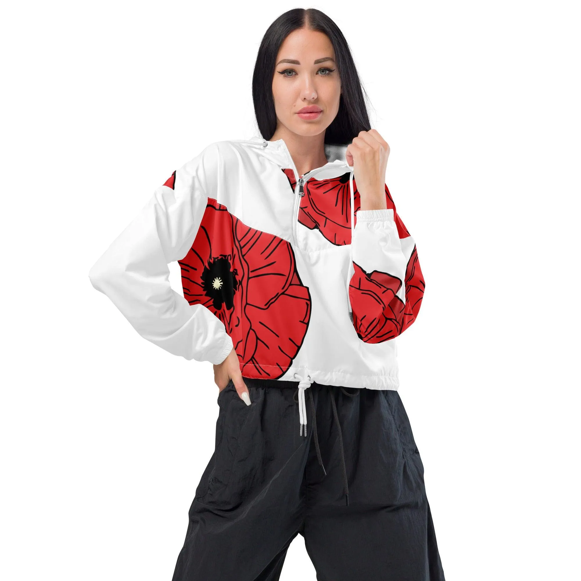 Wizard of Oz - Poppies - Women’s Cropped Windbreaker