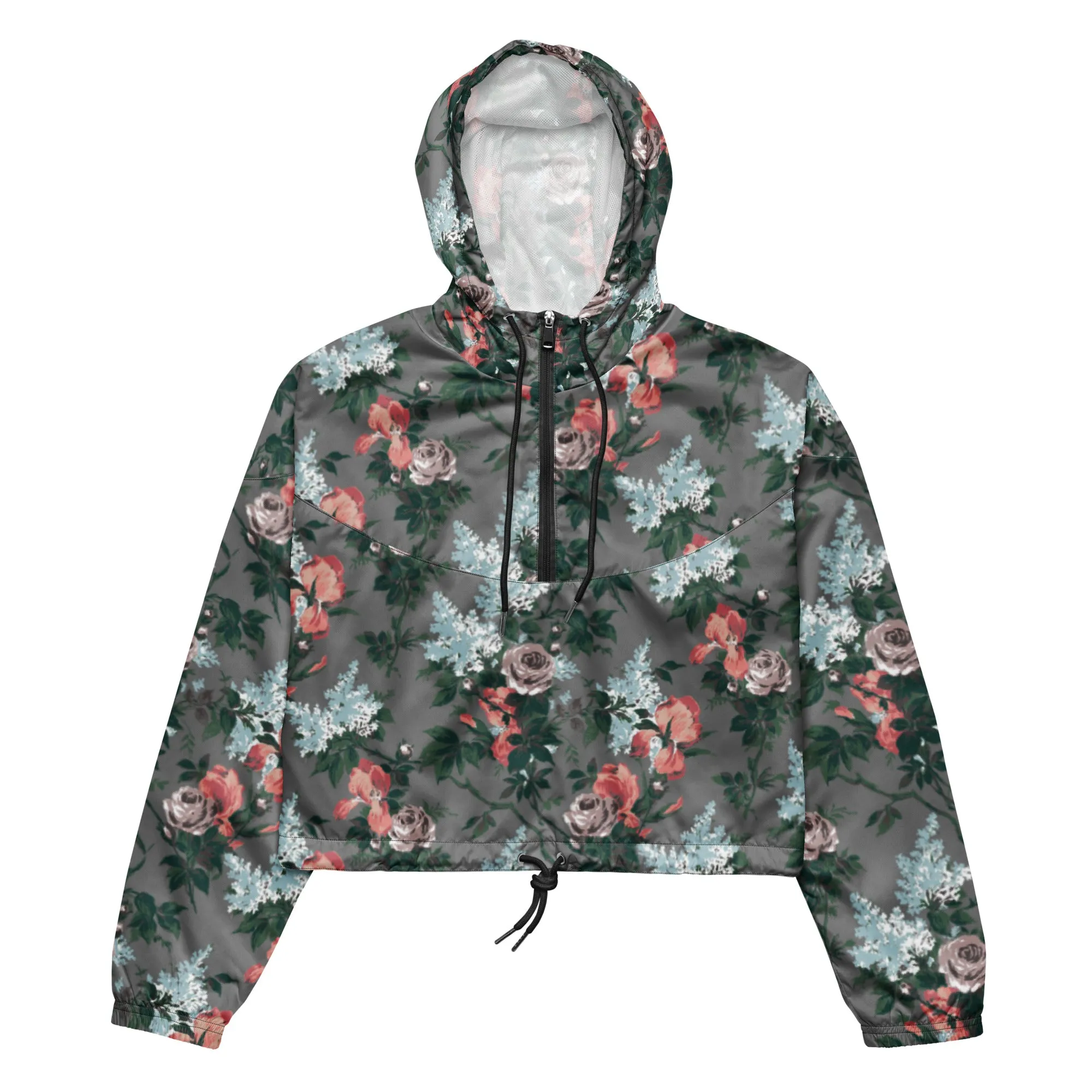 Women’s Cropped Windbreaker in J'Adore Paris Bella Roses Floral Print | Pinup Couture