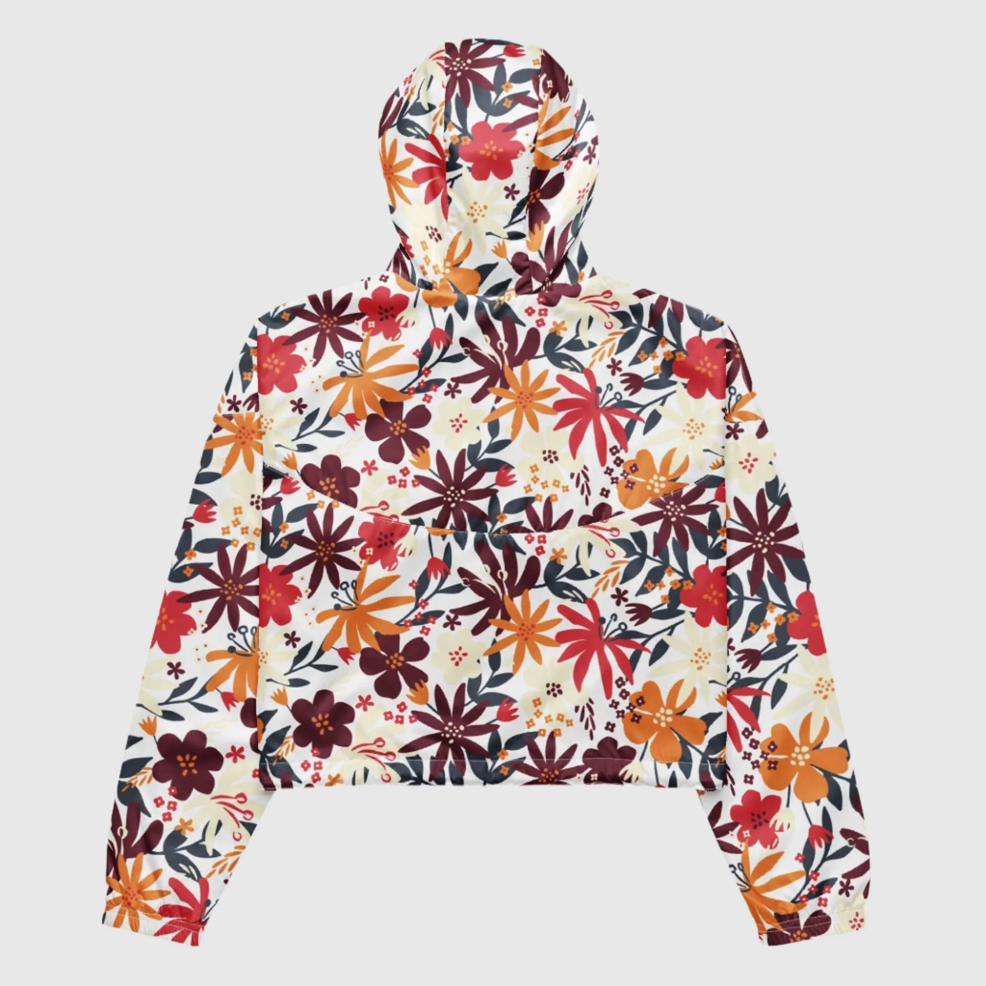 Women’s Flower Garden Pattern Cropped Windbreaker Jacket