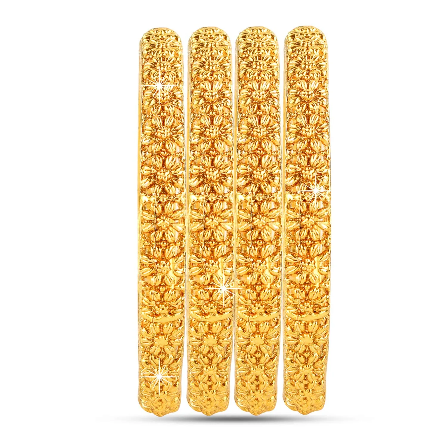 Yellow Chimes Latest Elegant Floral Design 4Pc Gold Plated Traditional Bangles Set for Women and Girls