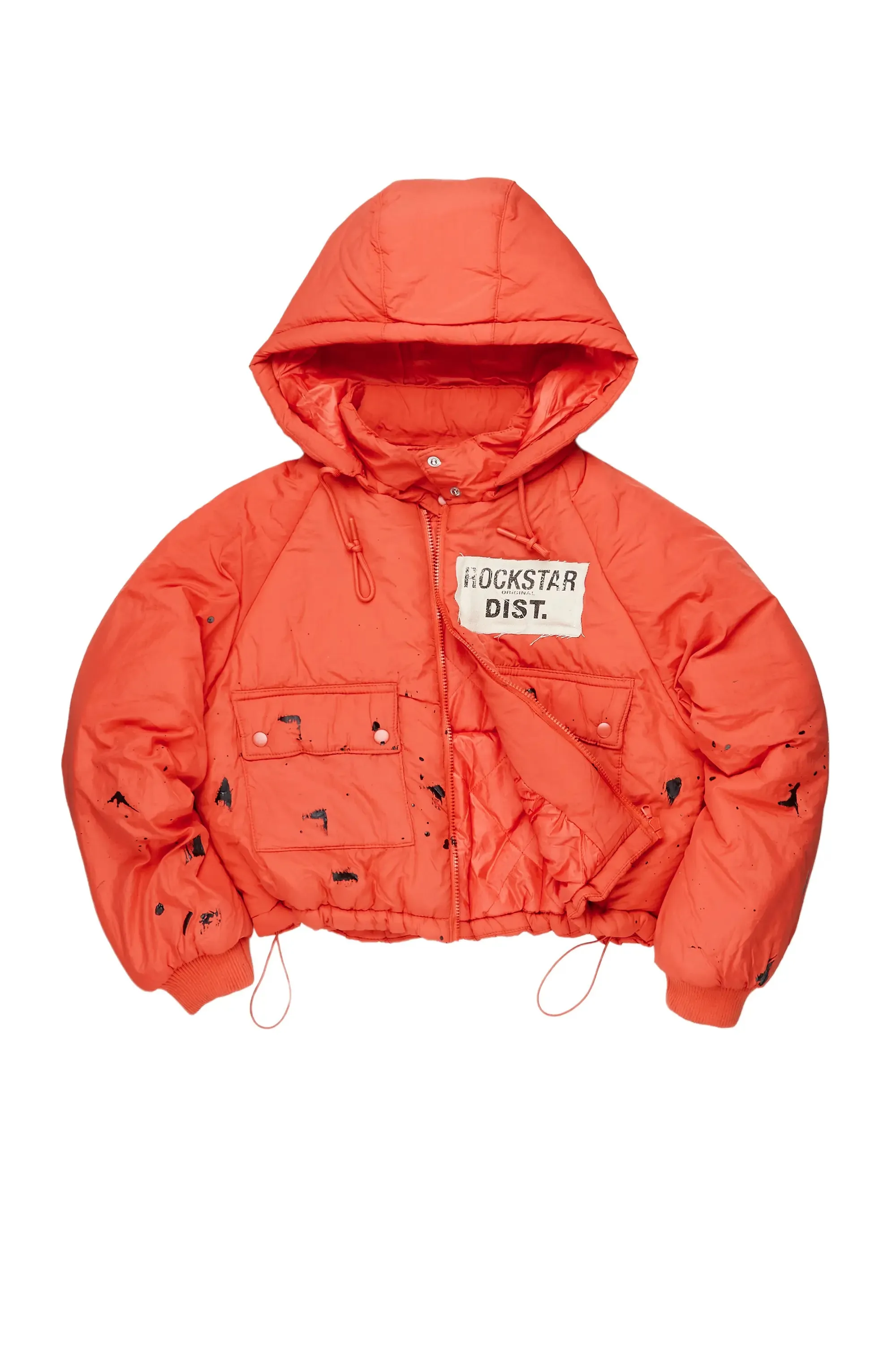 Zayla Orange Art Dist. Puffer Jacket