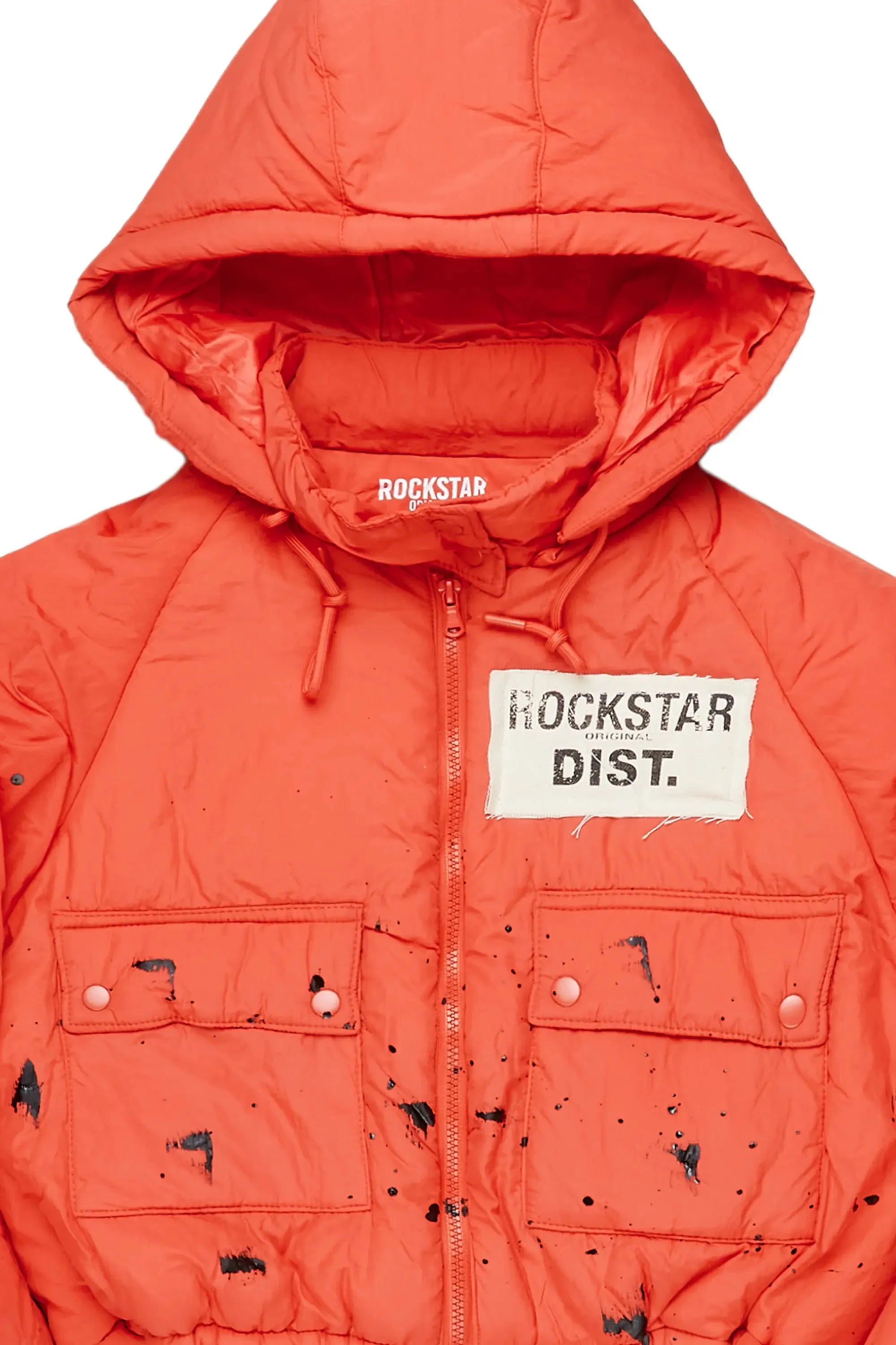 Zayla Orange Art Dist. Puffer Jacket