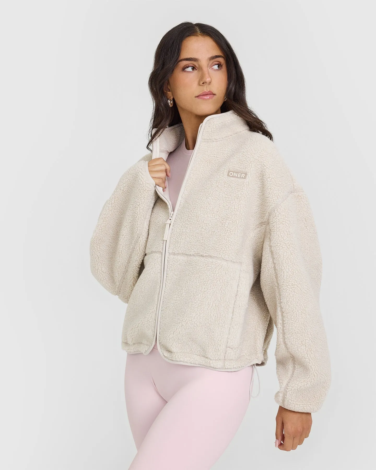 Zip Through Fleece Jacket | Sand